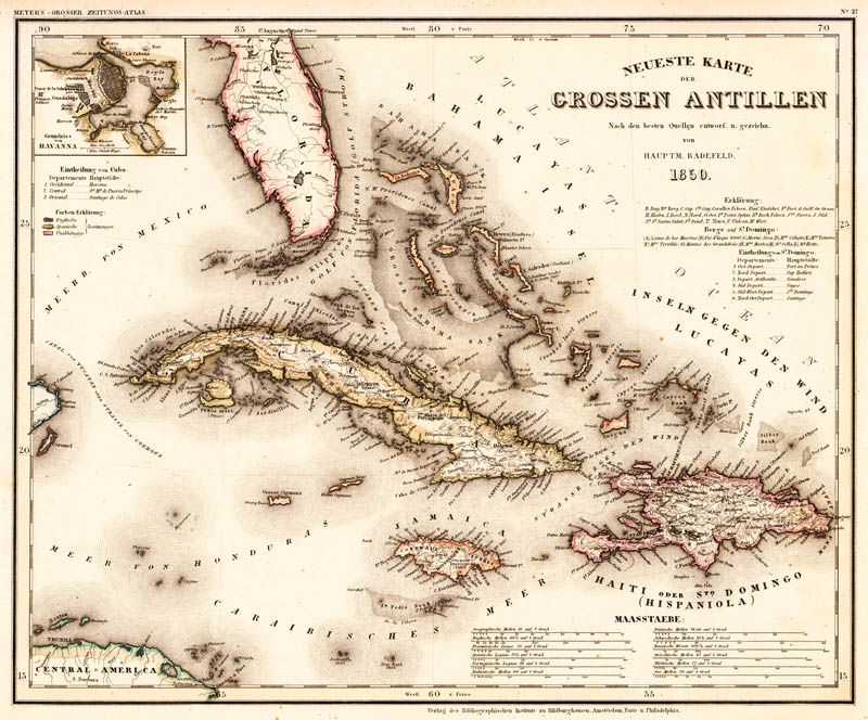 Cuba Haiti Jamaica 1850 Meyer-Radefeld
